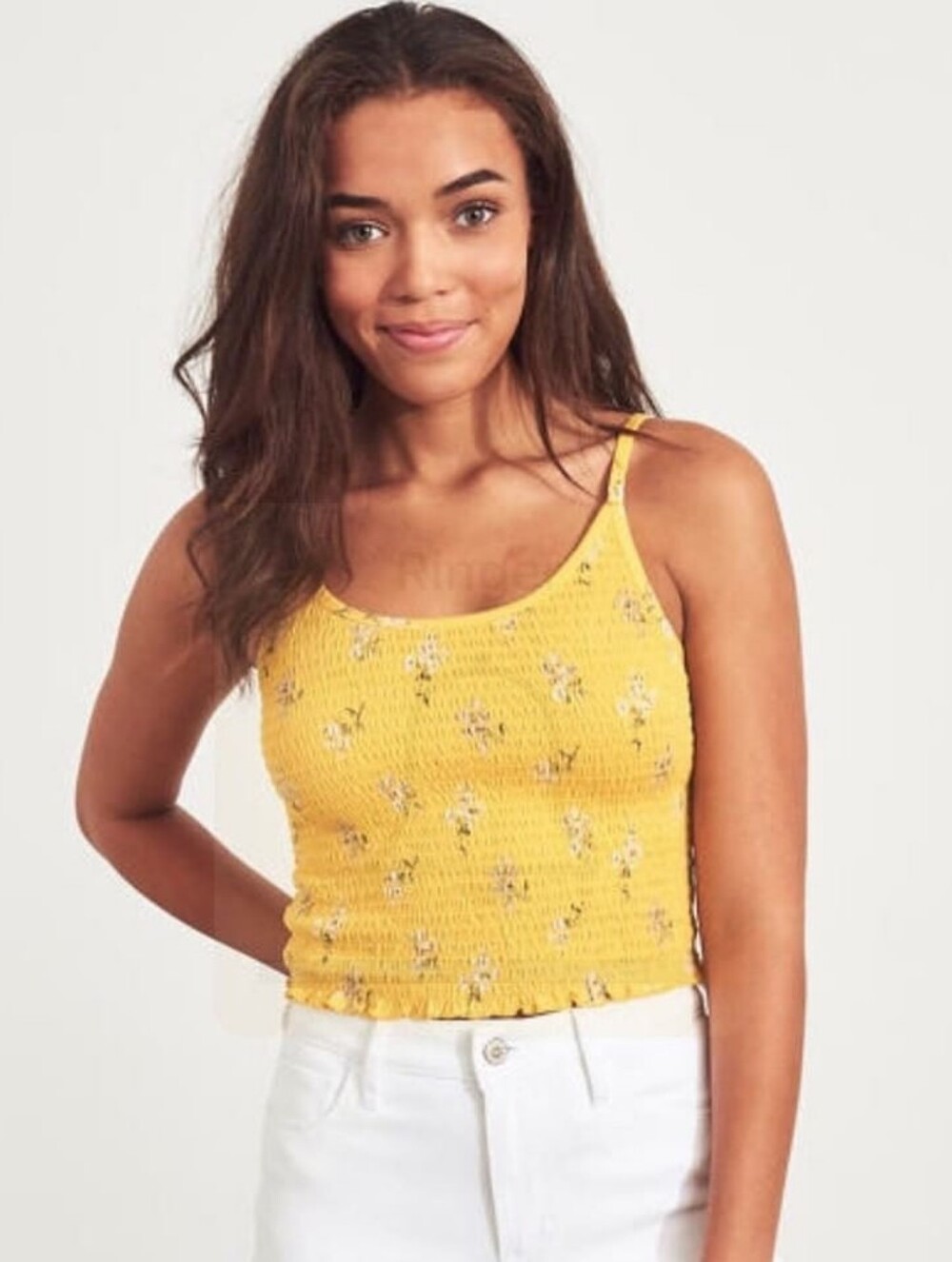 Hollister Yellow Smocked Floral Cami